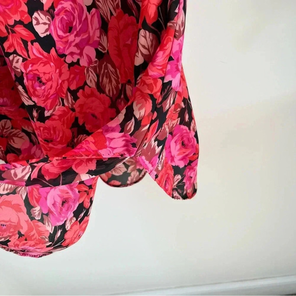 VTG Cinema Etoile Dark Floral Nightgown Semi Sheer Nightie Slip Dress sz Medium - Picture 11 of 12